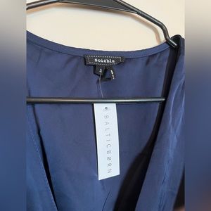 Baltic Born Navy Satin Wrap Dress